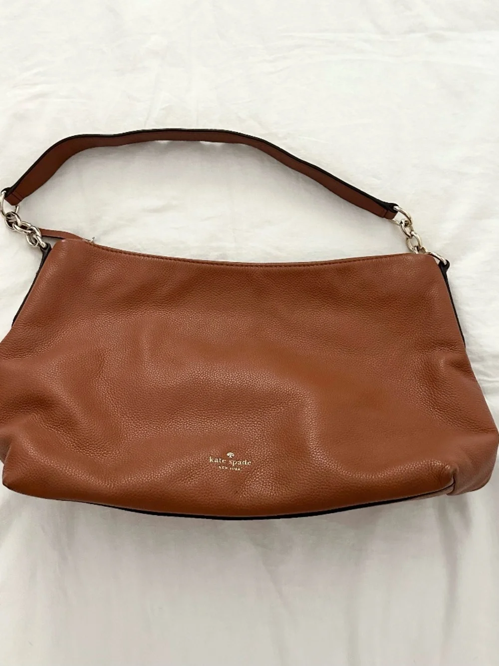 Kate Spade Alena Soft Pebbled Leather Shoulder Bag-Cognac Brown Hobo Purse